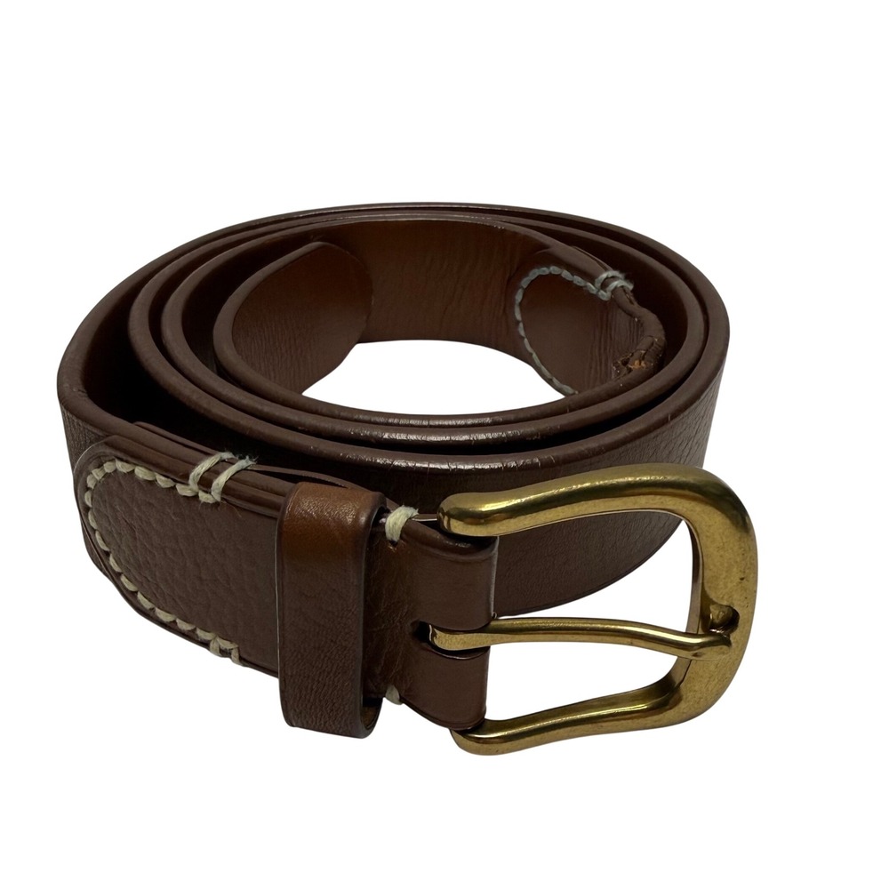 Polo Ralph Lauren Belt Mens 42 Brown Pebbled Leather Brass Buckle